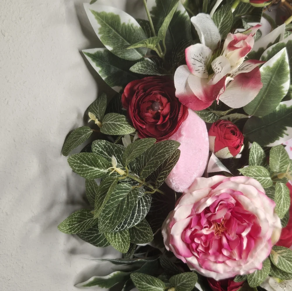 Customizable Heart-Shaped Floral Grapevine Wreath